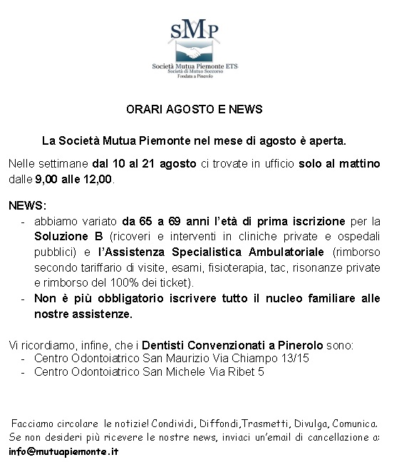 Orari agosto e news
