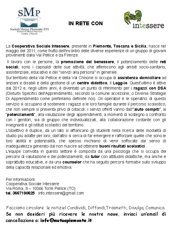 In rete con Cooperativa Intessere