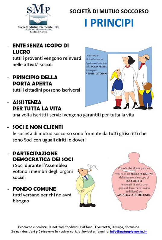 Scheda con illustrazione dei principi del Mutuo Soccorso